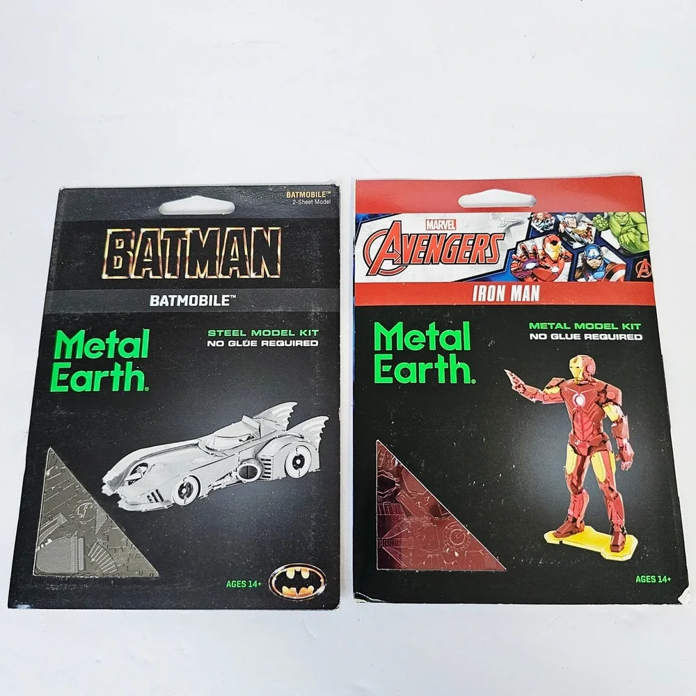 Metal Earth Steel Model Kit Batmobile Iron Man Marvel DC 3D DIY Puzzle Lot of 2